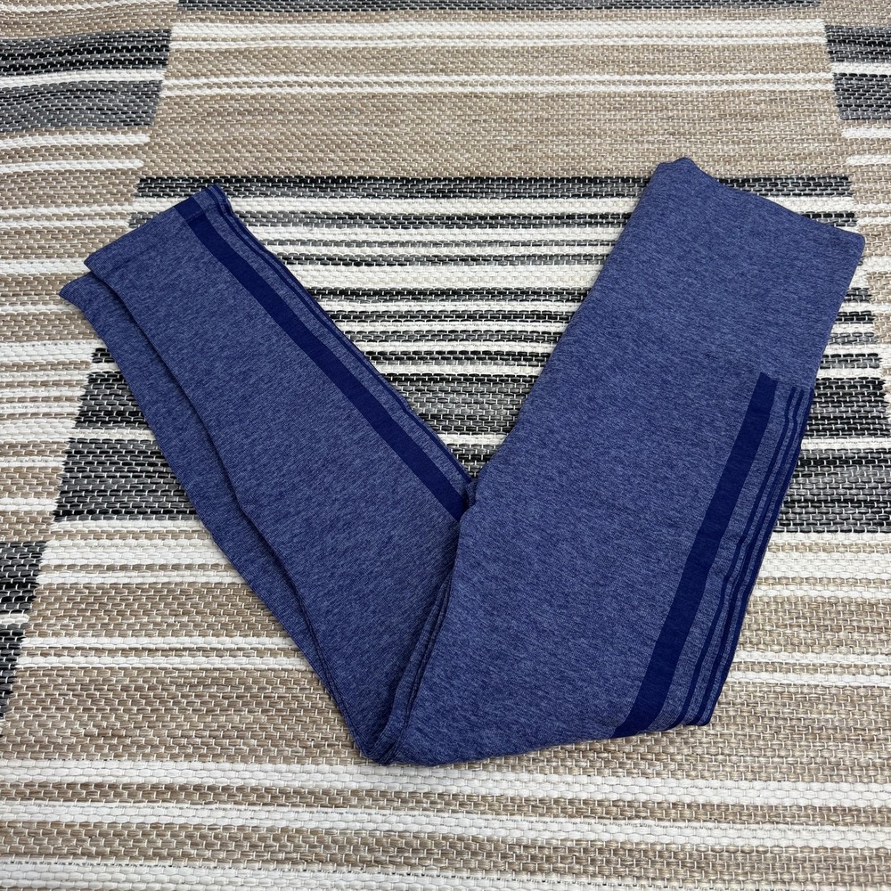 Assets by Spanx Leggings Womens XL Blue High‎ Waist Side Stripe Stretch Yoga